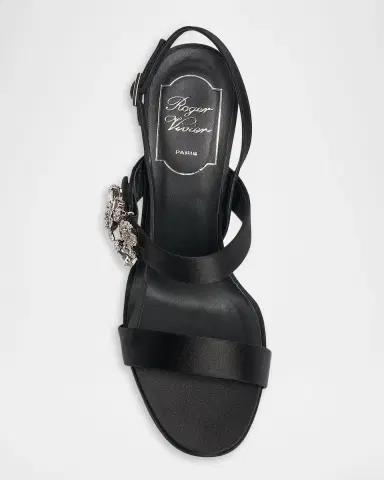 Roger Vivier 85mm Mini Bouquet Satin Slingback Sandals | Thumbnail 3 Roger Vivier 85mm Mini Bouquet Satin Slingback Sandals | Thumbnail 3