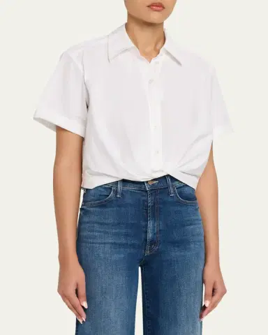 A.L.C. Lily Cropped Twist-Front Poplin Shirt | Thumbnail 4 A.L.C. Lily Cropped Twist-Front Poplin Shirt | Thumbnail 4