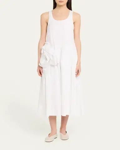 Simone Rocha Pressed Rosette Cotton Sleeveless Midi Dress | Thumbnail 2 Simone Rocha Pressed Rosette Cotton Sleeveless Midi Dress | Thumbnail 2