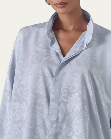 Eskandar Wide A-Line Double Stand Collar Shirt - Mid Plus Length | Thumbnail 5 Eskandar Wide A-Line Double Stand Collar Shirt - Mid Plus Length | Thumbnail 5