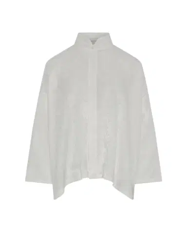 Eskandar Wide A-Line Double Stand Collar Shirt - Mid Plus Length | Thumbnail 1 Eskandar Wide A-Line Double Stand Collar Shirt - Mid Plus Length | Thumbnail 1