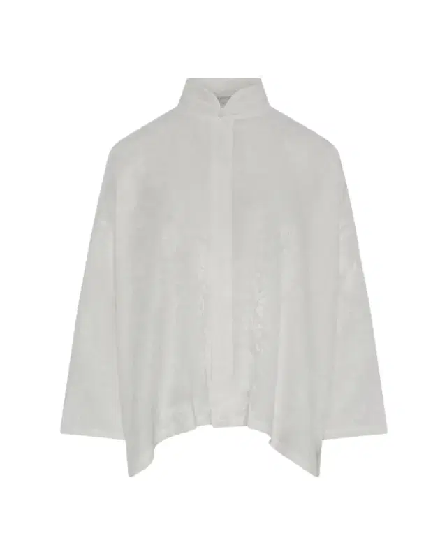 Eskandar Wide A-Line Double Stand Collar Shirt - Mid Plus Length