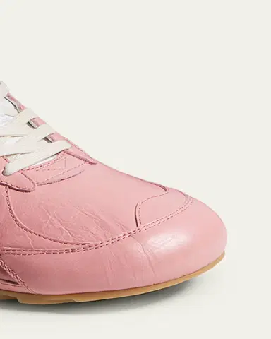 Bottega Veneta Men's Crinkle Leather Intreccio-Sole Low-Top Sneakers | Thumbnail 4