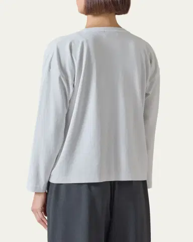 Eskandar Cotton Jersey Long Sleeve Smaller Round Neck Top - Mid Length | Thumbnail 2 Eskandar Cotton Jersey Long Sleeve Smaller Round Neck Top - Mid Length | Thumbnail 2