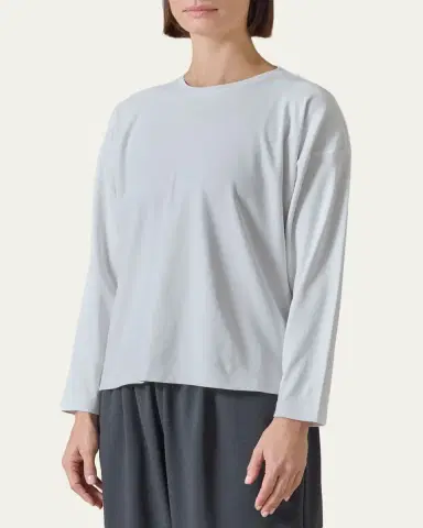 Eskandar Cotton Jersey Long Sleeve Smaller Round Neck Top - Mid Length | Thumbnail 3 Eskandar Cotton Jersey Long Sleeve Smaller Round Neck Top - Mid Length | Thumbnail 3