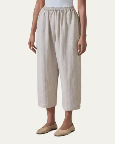 Eskandar Metallic Linen Japanese Trousers | Thumbnail 3
