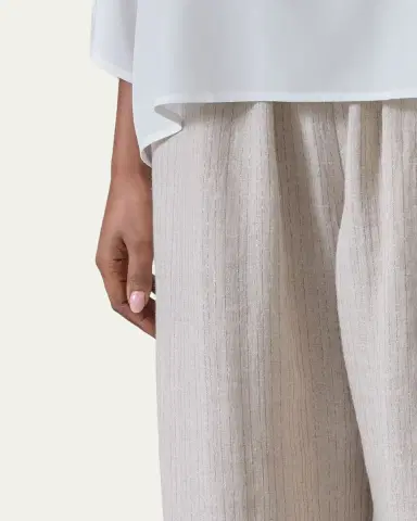 Eskandar Metallic Linen Japanese Trousers | Thumbnail 4