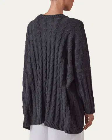 Eskandar Round Neck Sweater - Long Length | Thumbnail 2