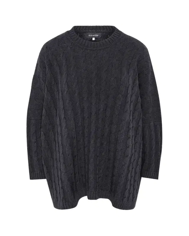 Eskandar Round Neck Sweater - Long Length
