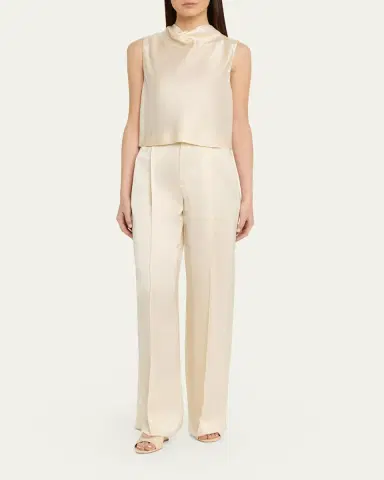 Vince Cropped Satin Cowl-Neck Top | Thumbnail 2