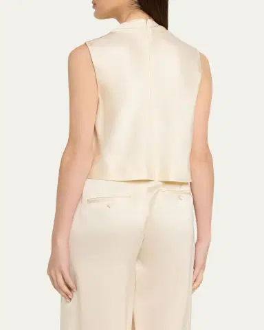 Vince Cropped Satin Cowl-Neck Top | Thumbnail 3