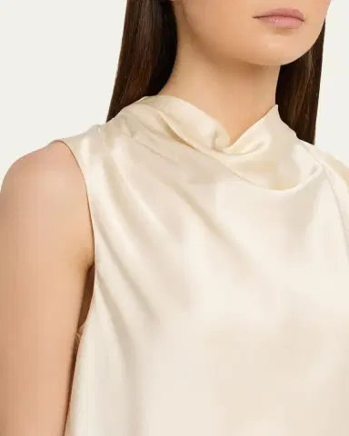 Vince Cropped Satin Cowl-Neck Top | Thumbnail 5