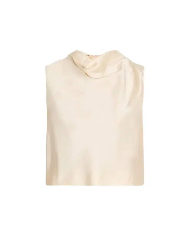 Vince Cropped Satin Cowl-Neck Top