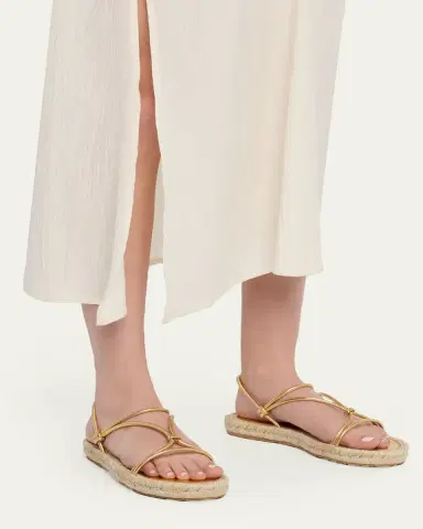 Gianvito Rossi Metallic Nappa Leather Espadrille Sandals | Thumbnail 2