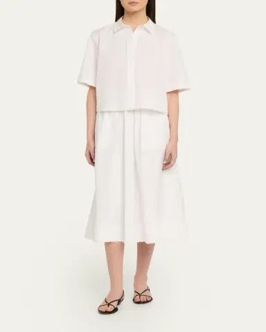 Vince Scallop-Trim Poplin Midi Skirt | Thumbnail 2 Vince Scallop-Trim Poplin Midi Skirt | Thumbnail 2