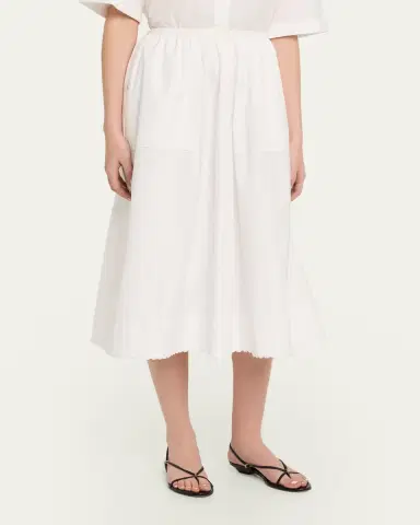 Vince Scallop-Trim Poplin Midi Skirt | Thumbnail 4 Vince Scallop-Trim Poplin Midi Skirt | Thumbnail 4