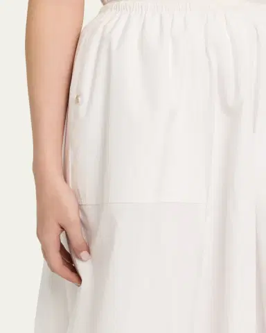 Vince Scallop-Trim Poplin Midi Skirt | Thumbnail 5 Vince Scallop-Trim Poplin Midi Skirt | Thumbnail 5
