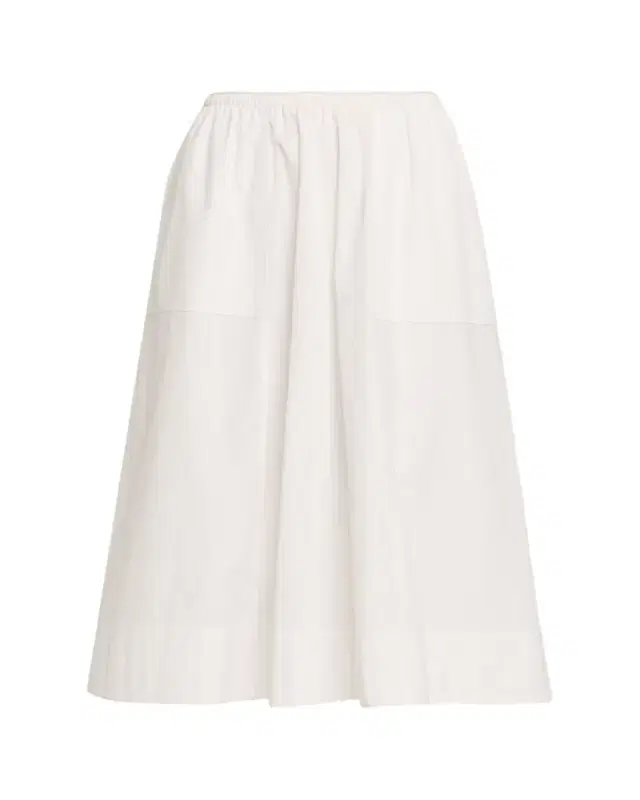 Vince Scallop-Trim Poplin Midi Skirt