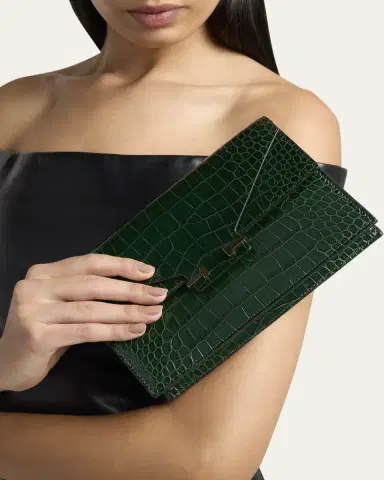 Tom Ford Small Croc-Embossed Leather T-Clasp Clutch Bag | Thumbnail 2