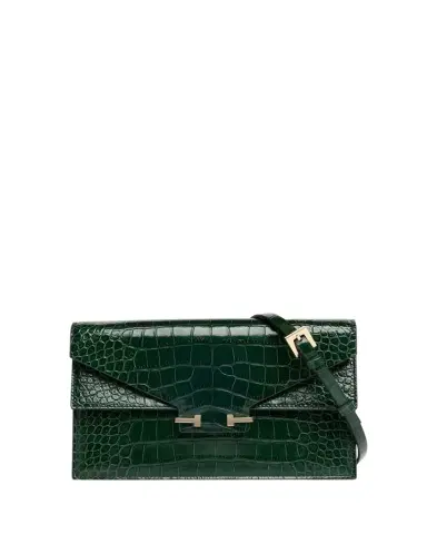 Tom Ford Small Croc-Embossed Leather T-Clasp Clutch Bag | Thumbnail 1