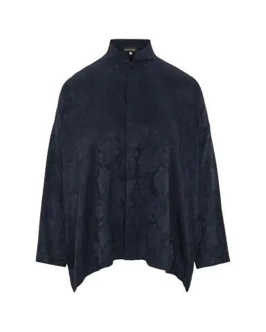 Eskandar Wide A-Line Double Stand Collar Shirt - Mid Plus Length | Thumbnail 1 Eskandar Wide A-Line Double Stand Collar Shirt - Mid Plus Length | Thumbnail 1
