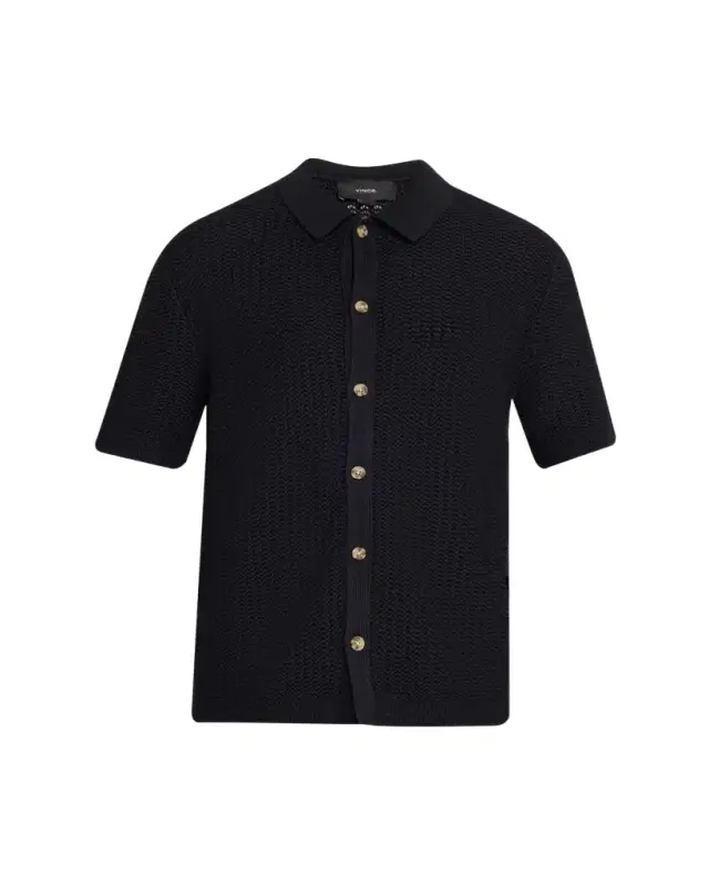 Men's Crochet Button-Down Shirt