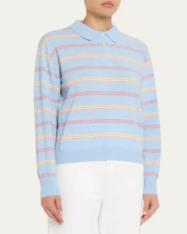 Guest in Residence Collegiate Striped Cashmere Polo | Thumbnail 4