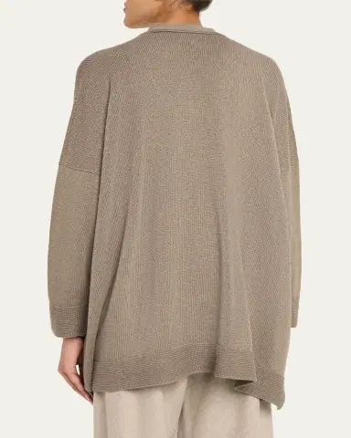 Eskandar Linen-Cotton V-Neck Cardigan - Long Length | Thumbnail 3 Eskandar Linen-Cotton V-Neck Cardigan - Long Length | Thumbnail 3