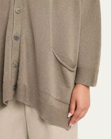 Eskandar Linen-Cotton V-Neck Cardigan - Long Length | Thumbnail 5 Eskandar Linen-Cotton V-Neck Cardigan - Long Length | Thumbnail 5