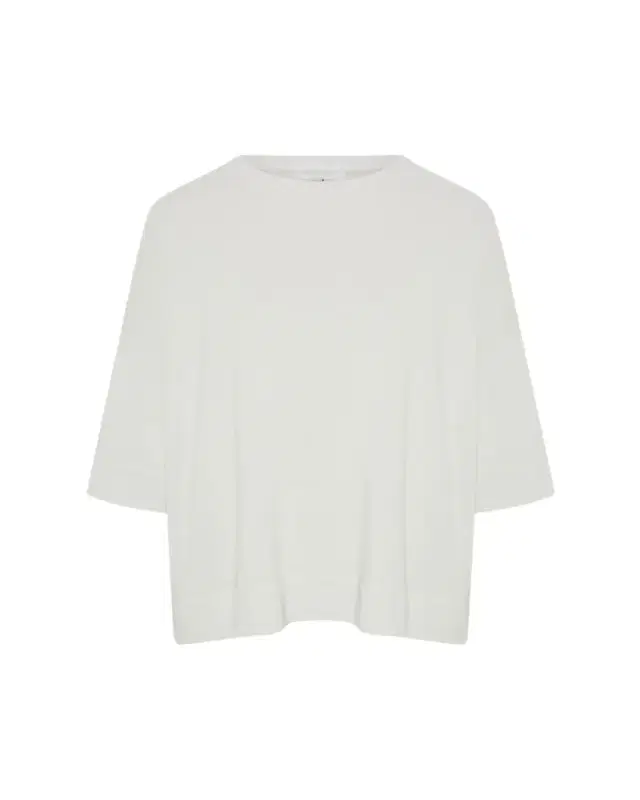 Round Neck 3/4-Sleeve Top With Hembands - Mid Plus Length
