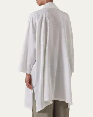 Eskandar Wide A-Line Double Stand Collar Shirt - Very Long Length With Slits | Thumbnail 3 Eskandar Wide A-Line Double Stand Collar Shirt - Very Long Length With Slits | Thumbnail 3
