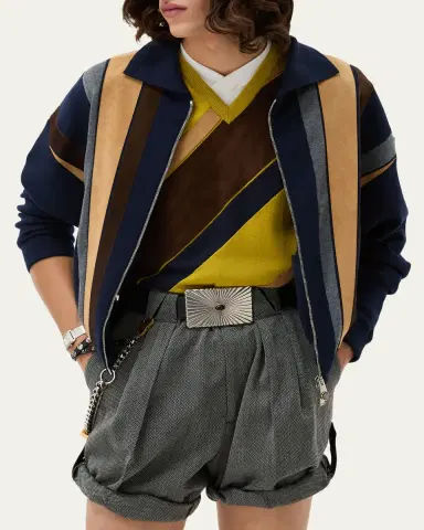 Versace Colorblocked Wool-Blend Zip-Up Blouson Jacket | Thumbnail 3 Versace Colorblocked Wool-Blend Zip-Up Blouson Jacket | Thumbnail 3
