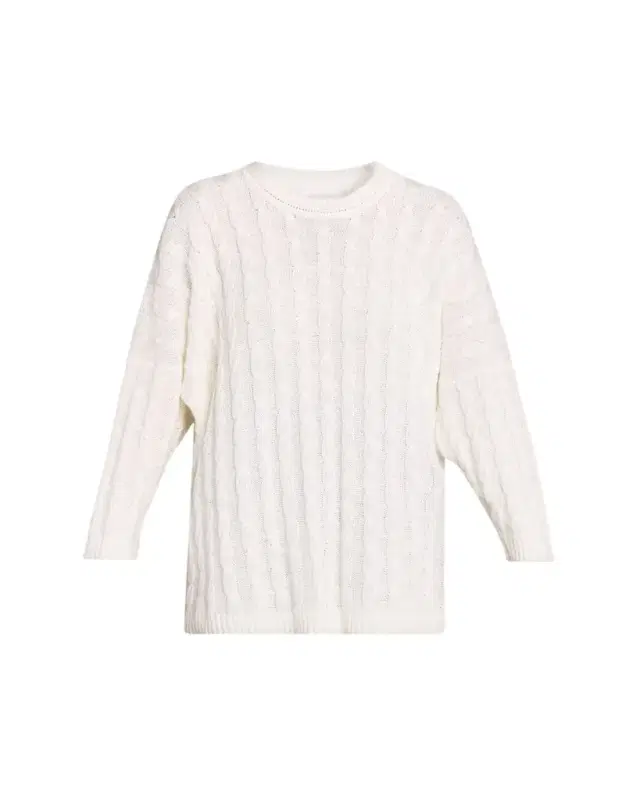 Linen-Cotton Round Neck Sweater - Long Length