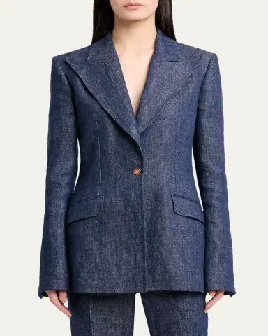 Gabriela Hearst Leiva Linen Single-Breasted Blazer Jacket | Thumbnail 4 Gabriela Hearst Leiva Linen Single-Breasted Blazer Jacket | Thumbnail 4