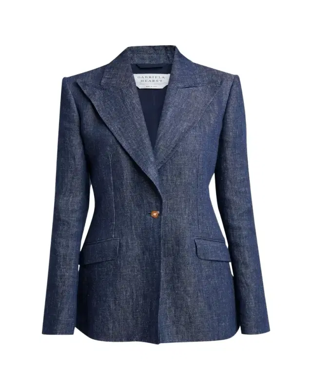 Leiva Linen Single-Breasted Blazer Jacket