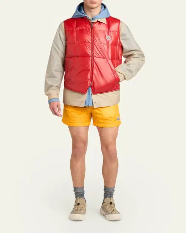 Moncler Men's Pocket-Logo Poplin Full-Zip Hoodie | Thumbnail 2 Moncler Men's Pocket-Logo Poplin Full-Zip Hoodie | Thumbnail 2