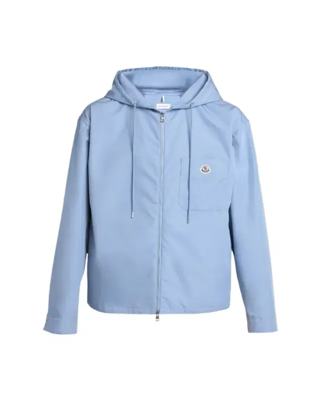 Moncler Men's Pocket-Logo Poplin Full-Zip Hoodie
