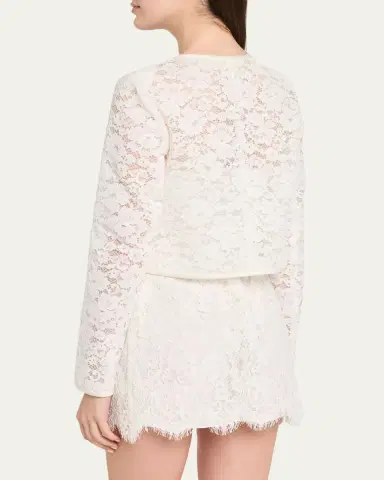 LoveShackFancy Junetta Floral Lace Cropped Jacket | Thumbnail 3 LoveShackFancy Junetta Floral Lace Cropped Jacket | Thumbnail 3