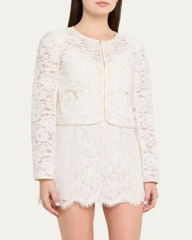 LoveShackFancy Junetta Floral Lace Cropped Jacket | Thumbnail 4 LoveShackFancy Junetta Floral Lace Cropped Jacket | Thumbnail 4