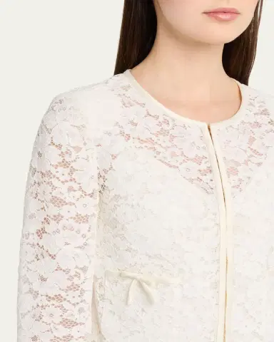 LoveShackFancy Junetta Floral Lace Cropped Jacket | Thumbnail 5 LoveShackFancy Junetta Floral Lace Cropped Jacket | Thumbnail 5