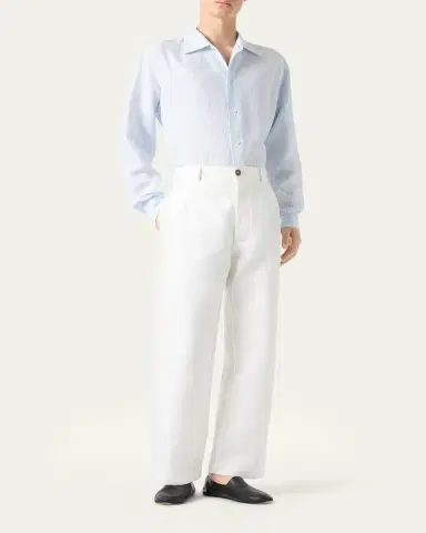 Loro Piana Men's Franco Linen Stripe Button-Down Shirt | Thumbnail 2 Loro Piana Men's Franco Linen Stripe Button-Down Shirt | Thumbnail 2
