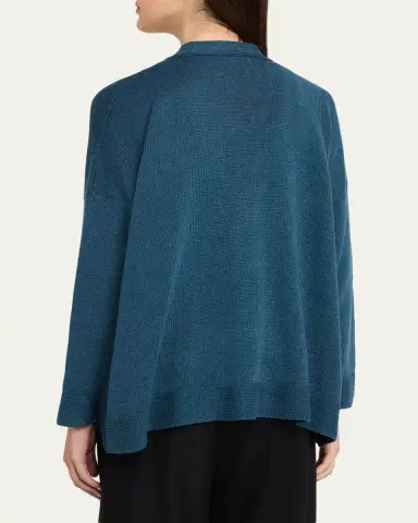 Eskandar Cotton Linen V-Neck Cardigan - Mid Length | Thumbnail 3