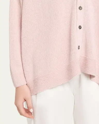 Eskandar Cotton Linen V-Neck Cardigan - Mid Length | Thumbnail 9