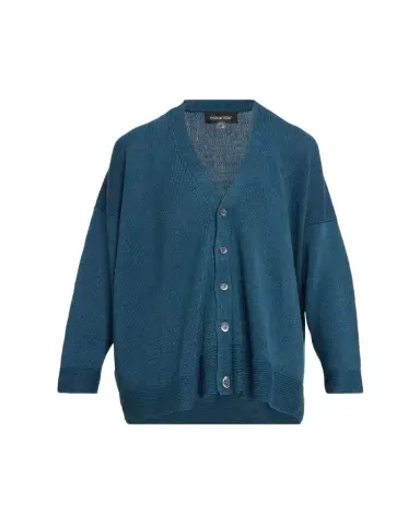 Eskandar Cotton Linen V-Neck Cardigan - Mid Length | Thumbnail 1