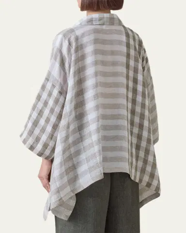 Eskandar Linen Double Pointed Sides Shirt With Collar - Mid Plus | Thumbnail 3 Eskandar Linen Double Pointed Sides Shirt With Collar - Mid Plus | Thumbnail 3