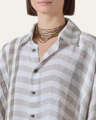 Eskandar Linen Double Pointed Sides Shirt With Collar - Mid Plus | Thumbnail 5 Eskandar Linen Double Pointed Sides Shirt With Collar - Mid Plus | Thumbnail 5