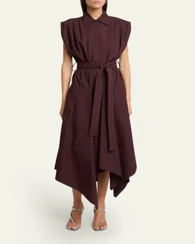 Proenza Schouler Adinna Sleeveless Belted Handkerchief Midi Shirtdress | Thumbnail 2 Proenza Schouler Adinna Sleeveless Belted Handkerchief Midi Shirtdress | Thumbnail 2
