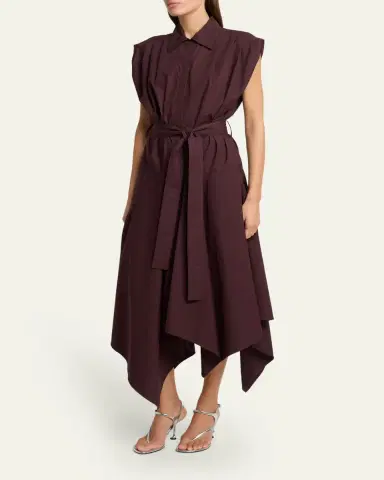 Proenza Schouler Adinna Sleeveless Belted Handkerchief Midi Shirtdress | Thumbnail 4 Proenza Schouler Adinna Sleeveless Belted Handkerchief Midi Shirtdress | Thumbnail 4