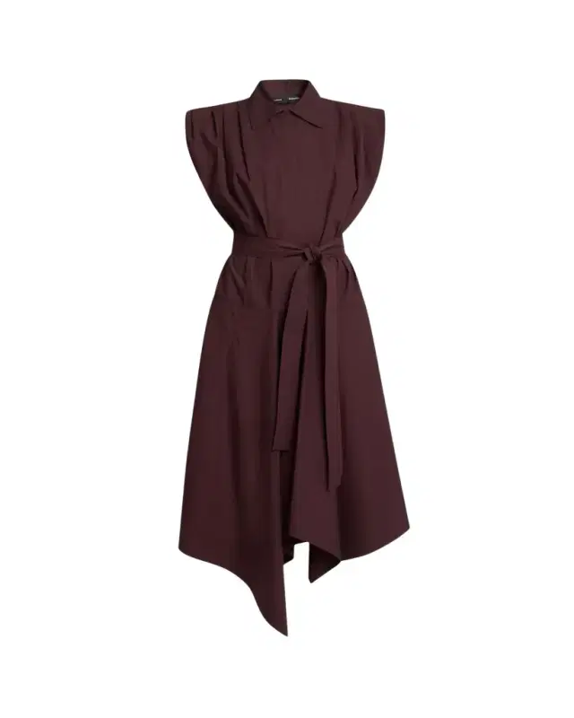 Proenza Schouler Adinna Sleeveless Belted Handkerchief Midi Shirtdress