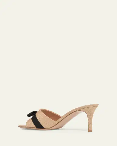 Gianvito Rossi 70mm Raffia Bow Mule Sandals | Thumbnail 2